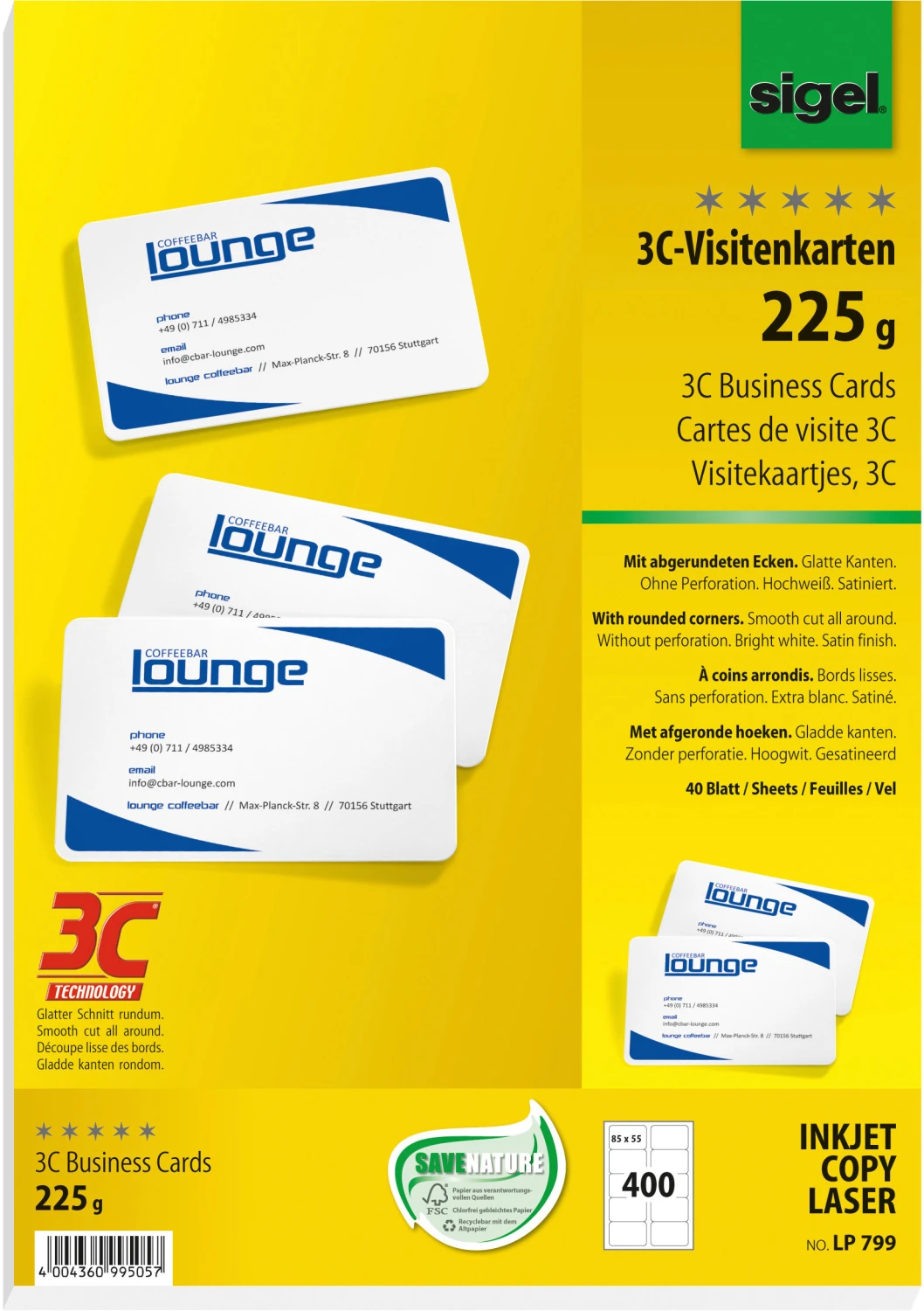 SIGEL LP799 Visitenkarten 85x55mm