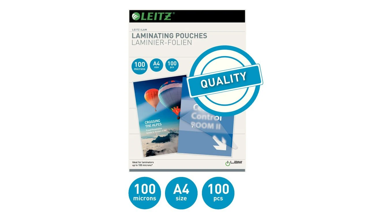 LEITZ Pochette à plastifier A4 brillant, 100my, 100 pcs.