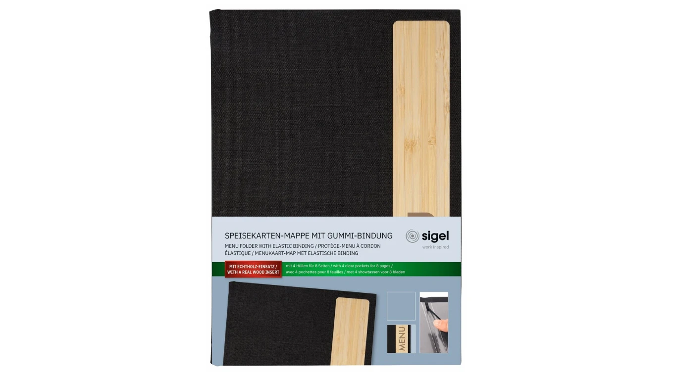 Porte-menu SIGEL - avec reliure élastique - pour 8 pages