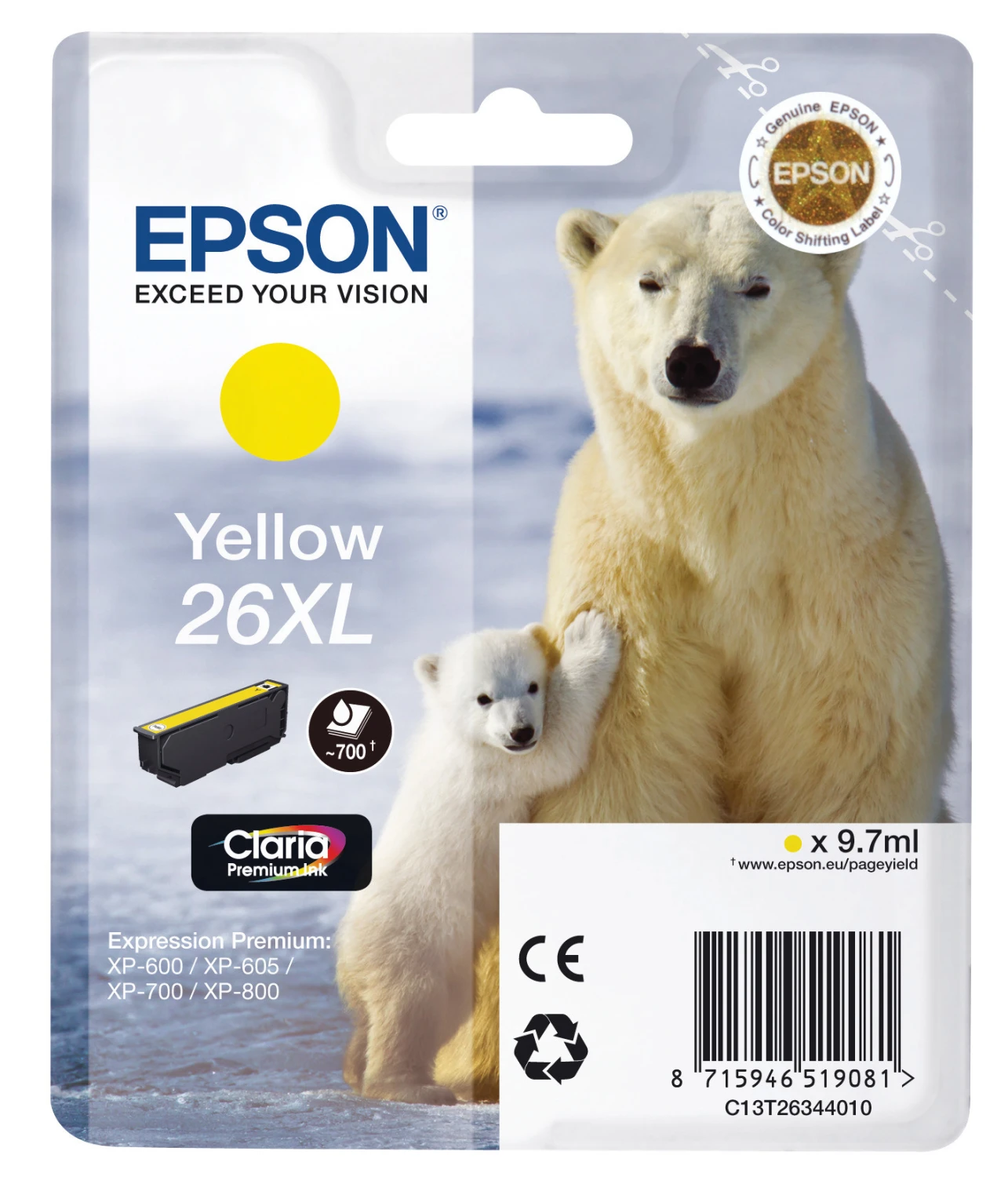 EPSON Tintenpatrone 26XL yellow