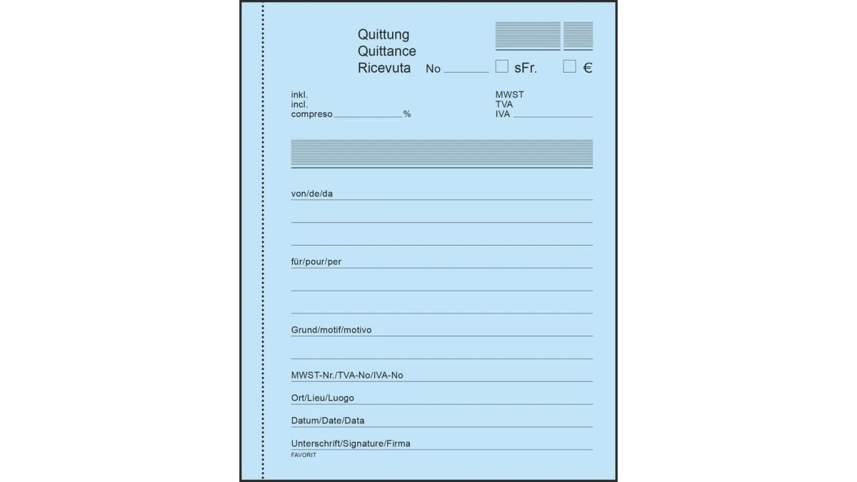 Blocs autocopiant quittances Favorit No 8096OK
