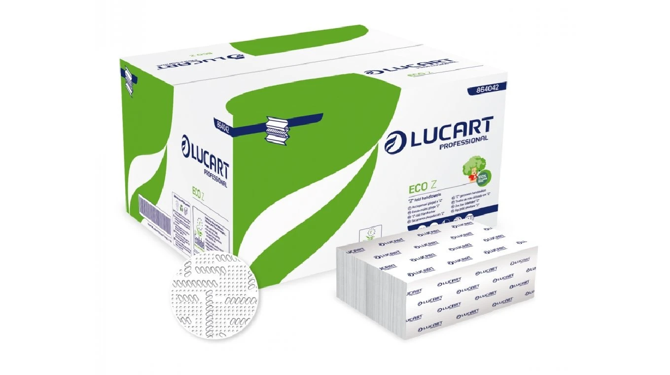 LUCART Essuie-mains en papier Eco pliage Z, 2 couches, blanc