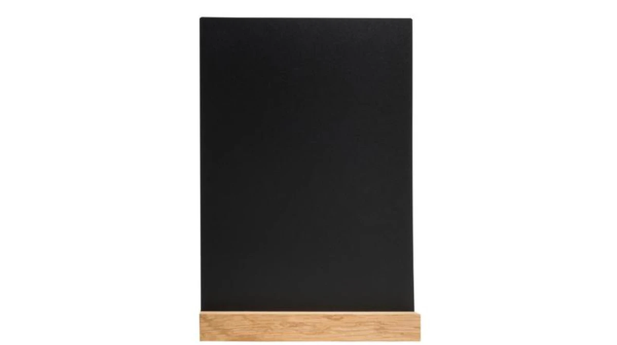 BIELLA Porte-menu en ardoise avec socle en bois