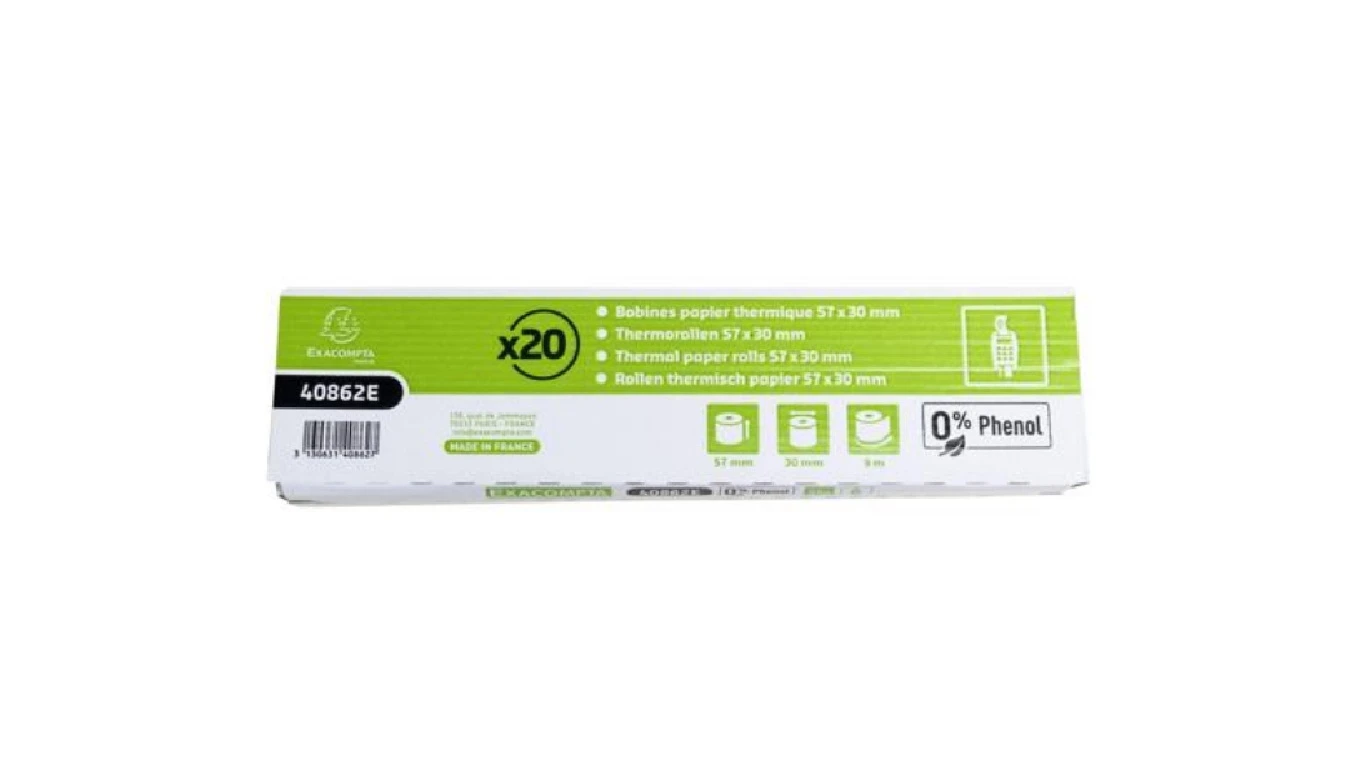 EXACOMPTA Rouleaux thermiques 57 mm x 9 m, 20 pièces