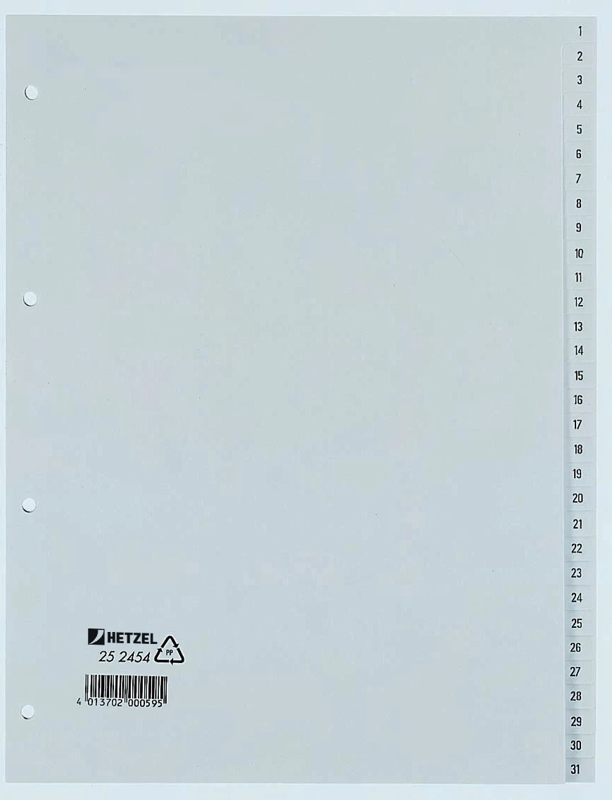HETZEL Zahlenregister 1 - 31