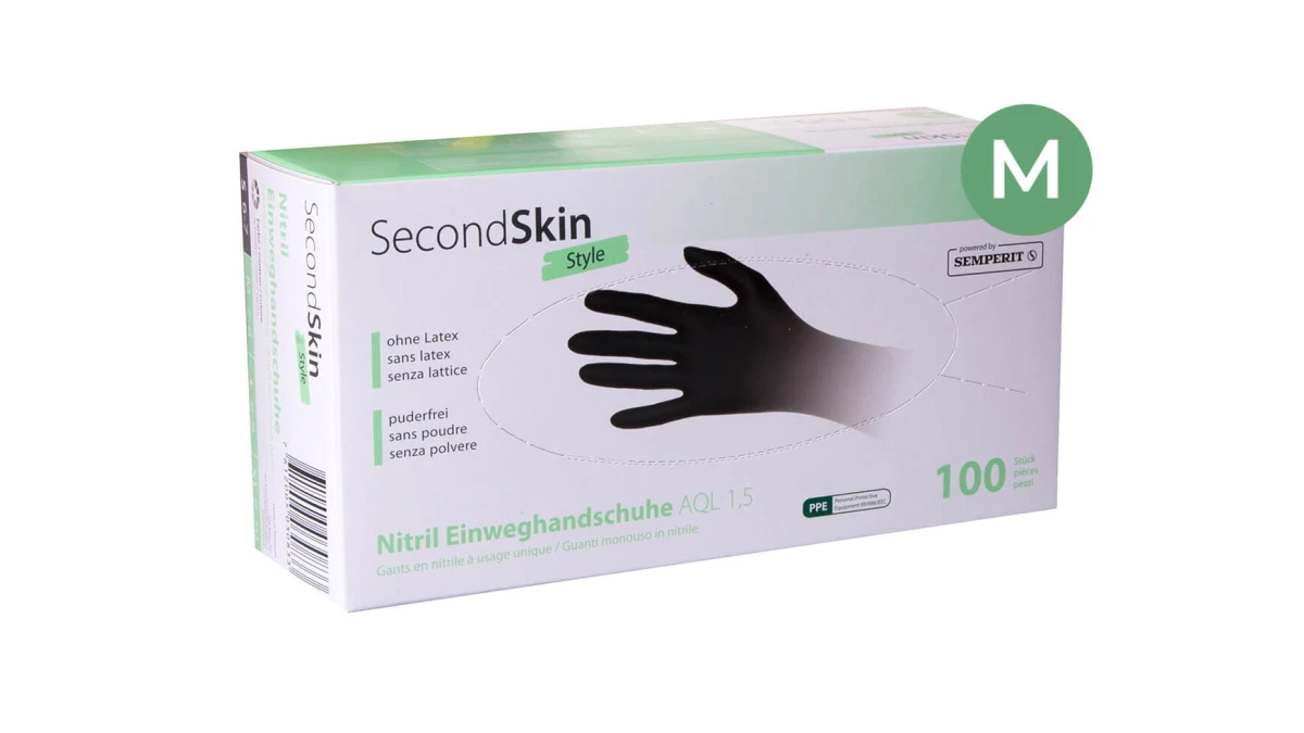 SECONDSKIN Gants en nitrile Style taille M, 100 pièces