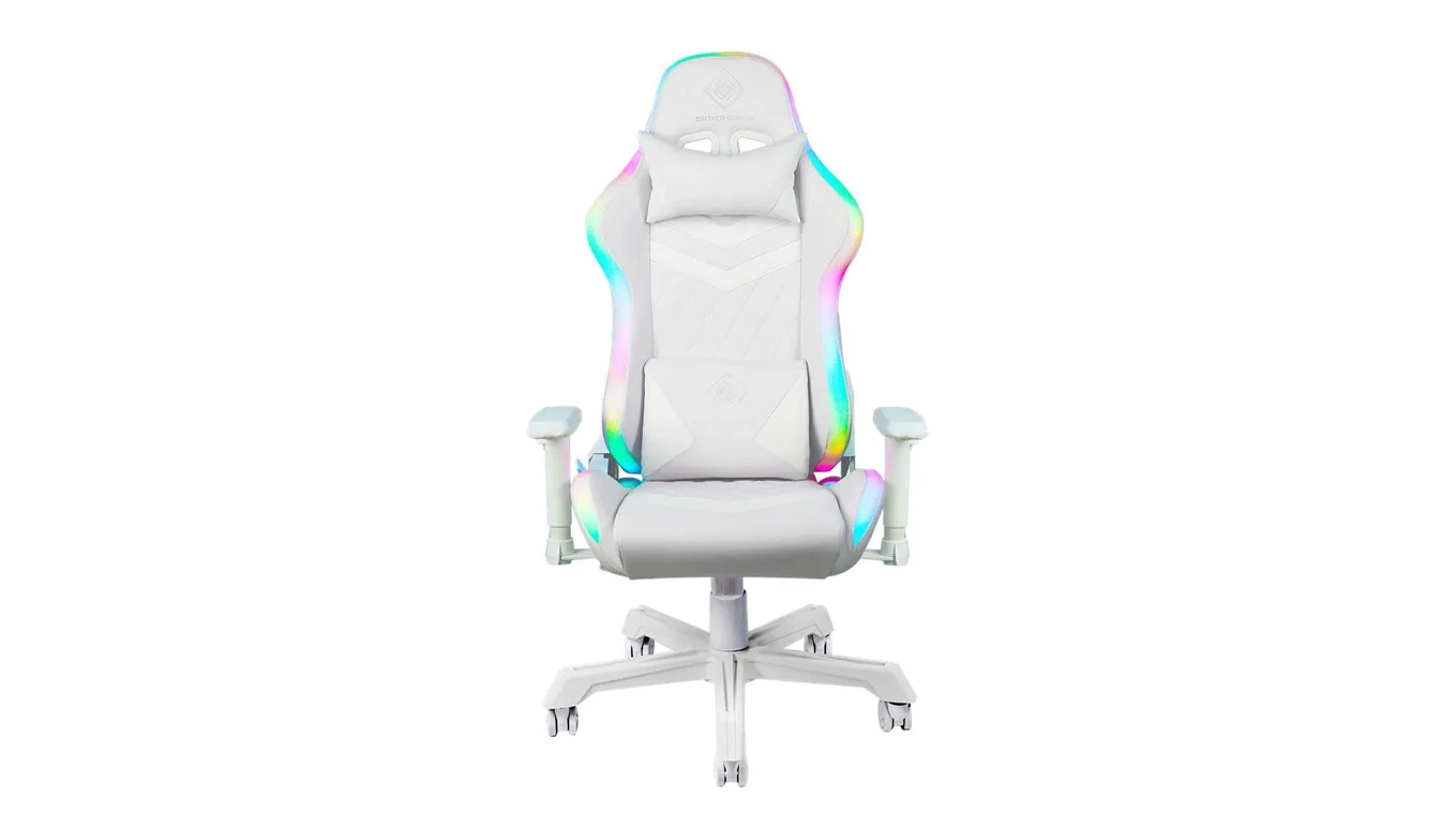 DELTACO Fauteuil gaming RGB LED blanc GAM-080-W