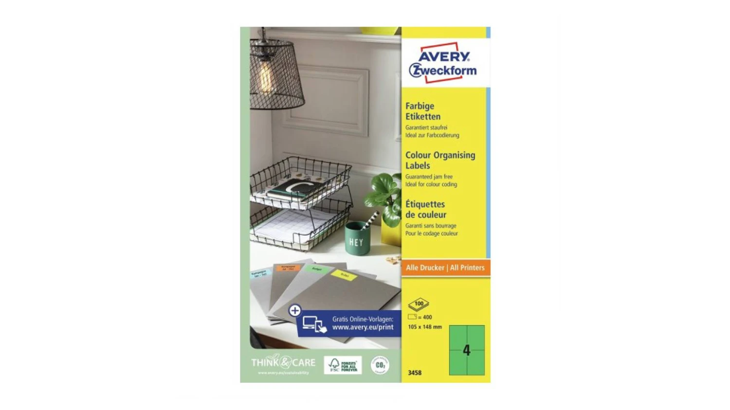 AVERY ZWECKFORM 3458 Etiketten, 105 x 148 mm, 100 Blatt