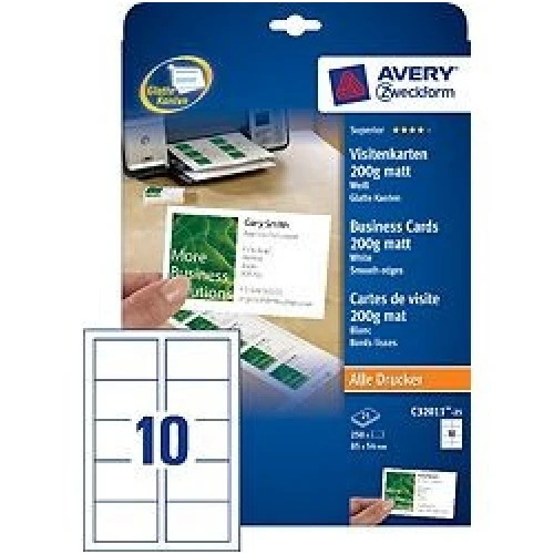AVERY Zweckform C32011-25 Visitenkarten matt 85 x 54 mm