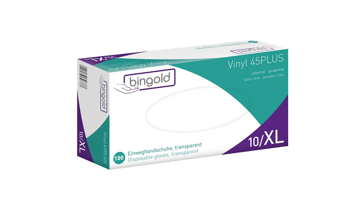 BINGOLD Gants en vinyle 45Plus taille XL, 100 pièces