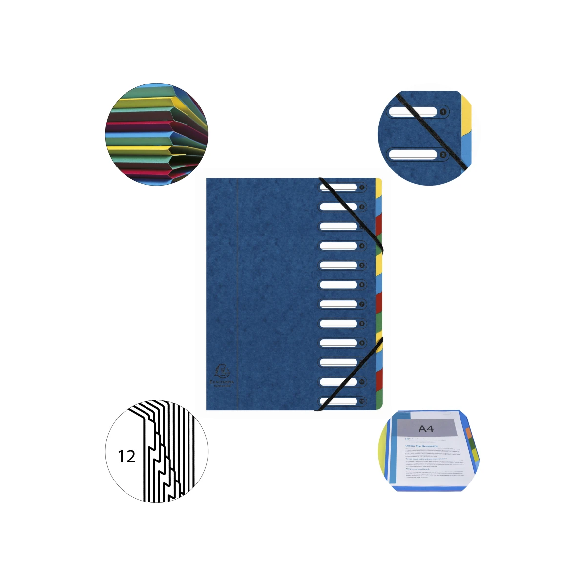 EXACOMPTA trieur Harmonika 12 onglets, A4