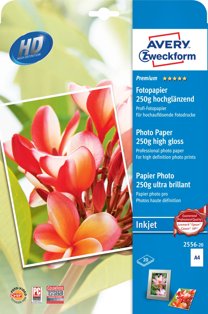 AVERY ZWECKFORM 2556-20 Papier photo professionnel A4