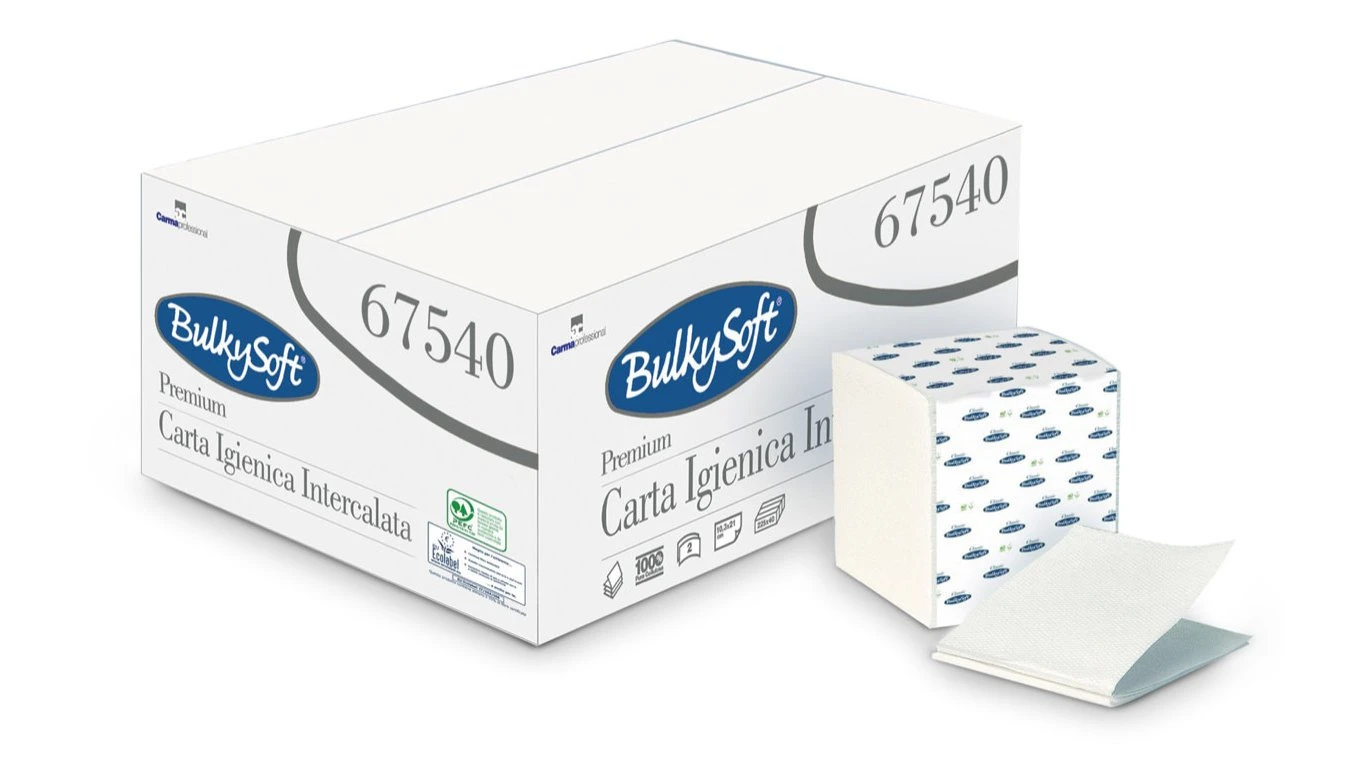 BULKYSOFT Papier toilette feuille à feuille 2 couches, 9'000 feuilles