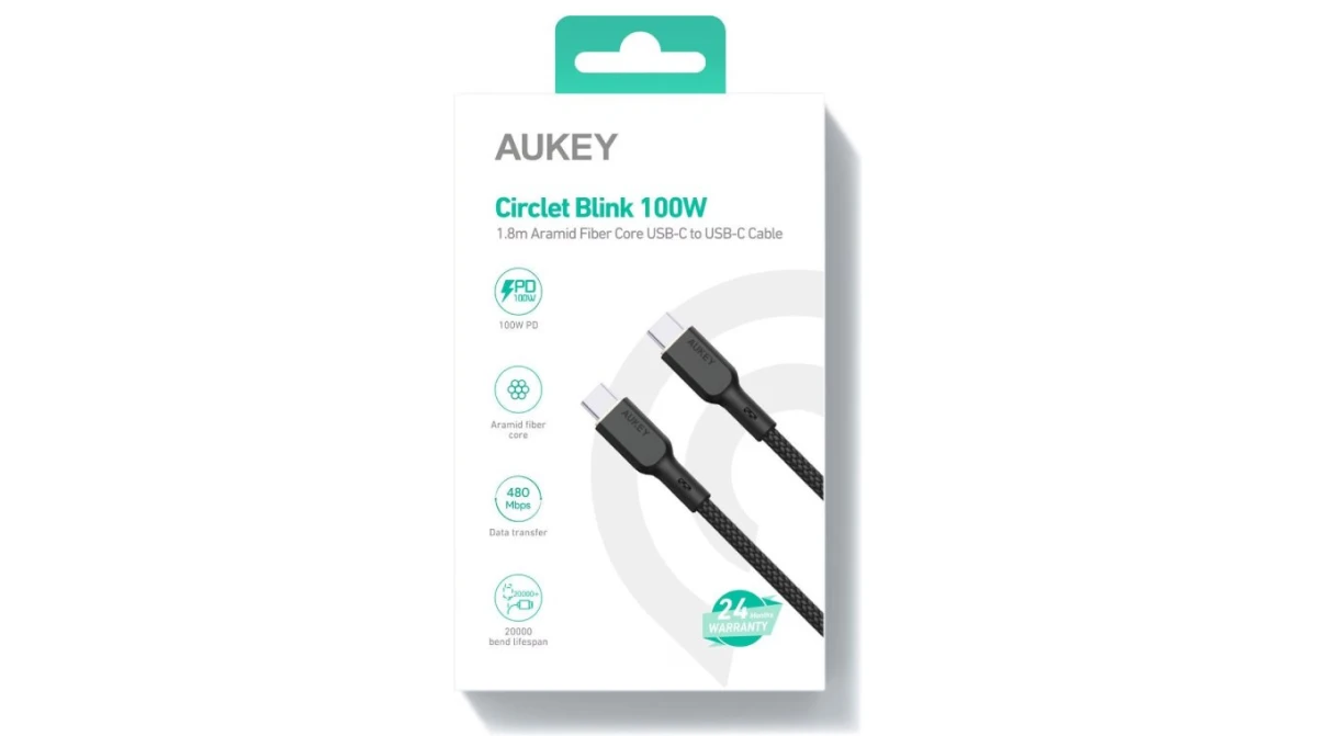 AUKEY Câble USB-C vers USB-C 1.8 m, Nylon Kevlar