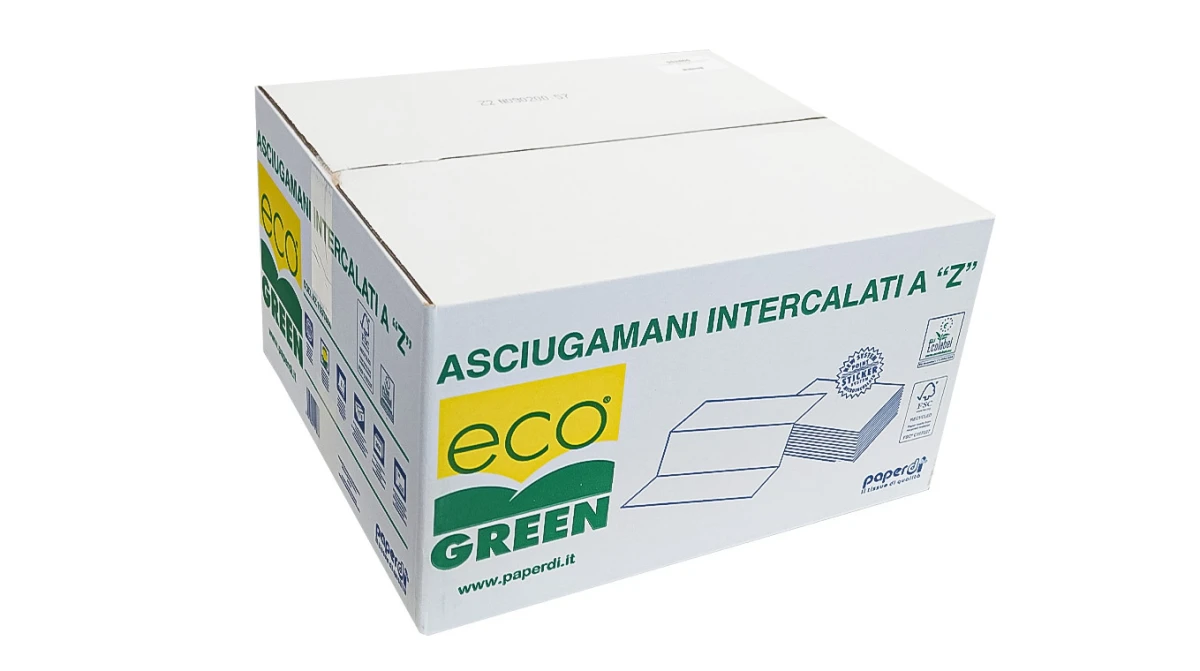 ECOGREEN Essuie-mains en papier pliage Z, 2 couches, gris clair