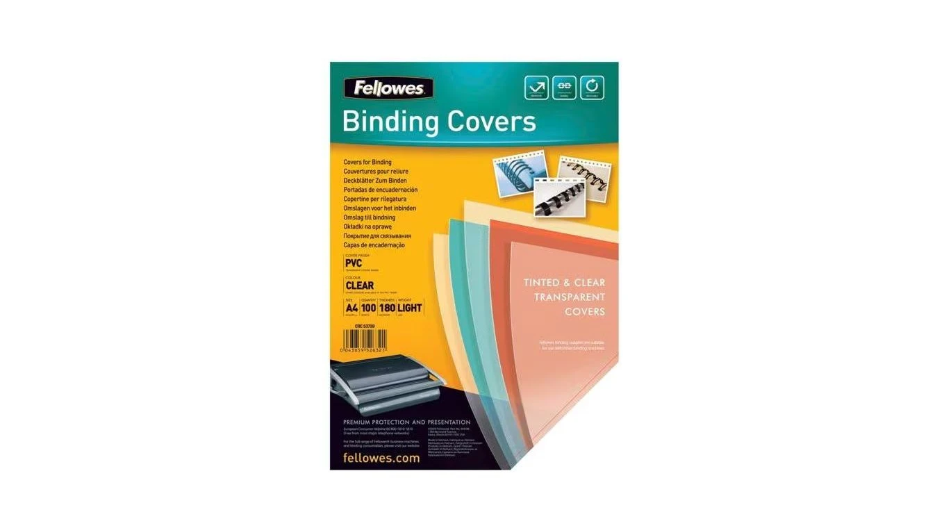 FELLOWES PVC Cover A4 180my 100 Stück