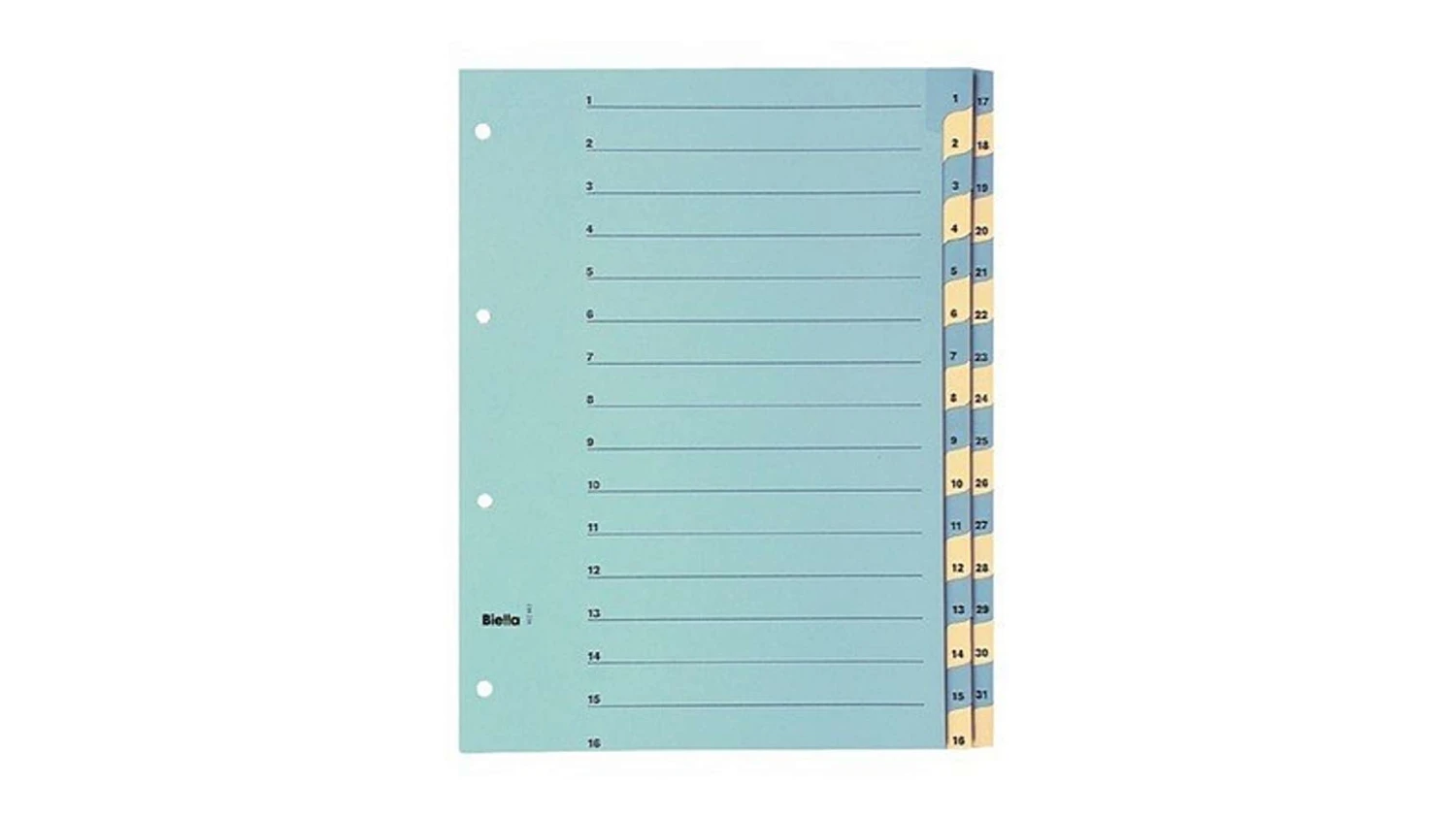 BIELLA Zahlenregister 1 - 31
