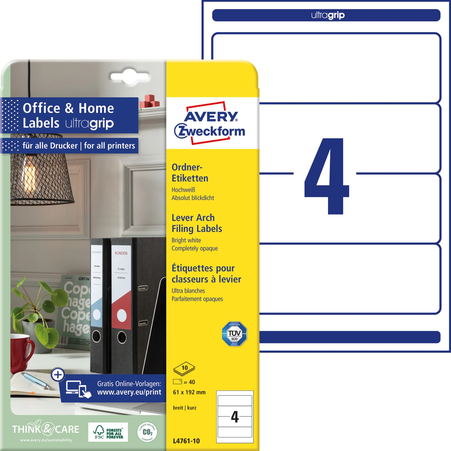 AVERY ZWECKFORM L4761-100 Étiquettes à classeur