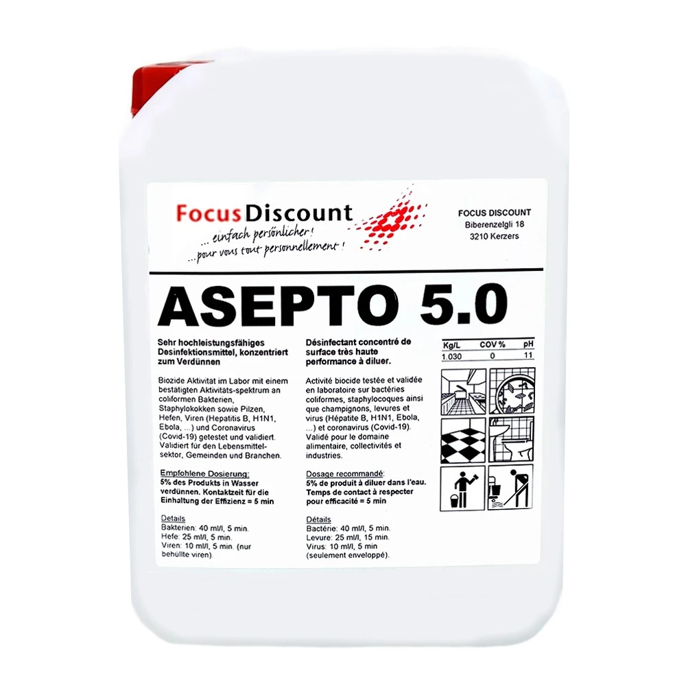 FOCUS Désinfectant pour surfaces Asepto 5.0, 5 L