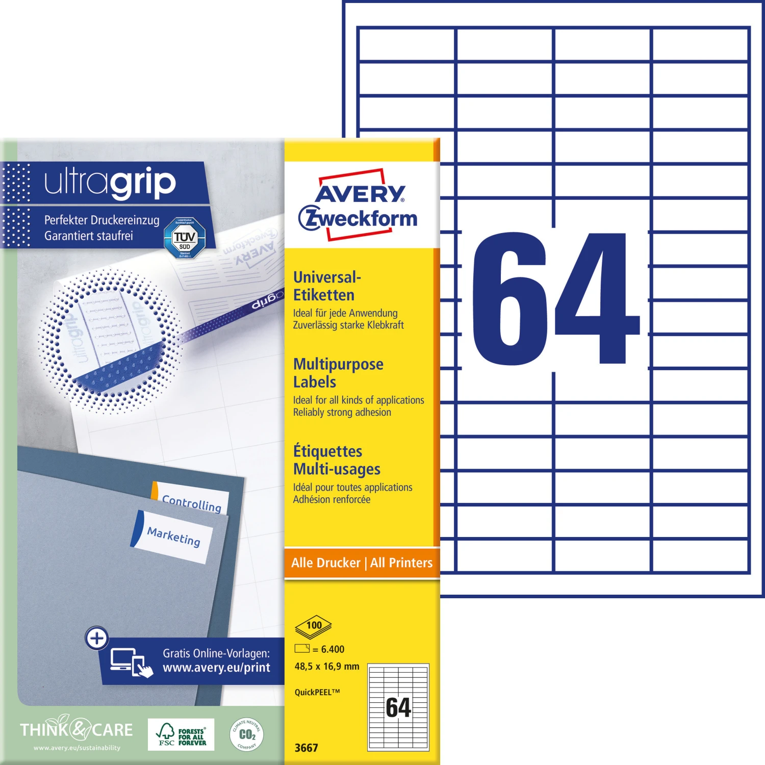 AVERY ZWECKFORM 3667 Étiquettes, 48.5 x 16.9 mm, 100 feuilles