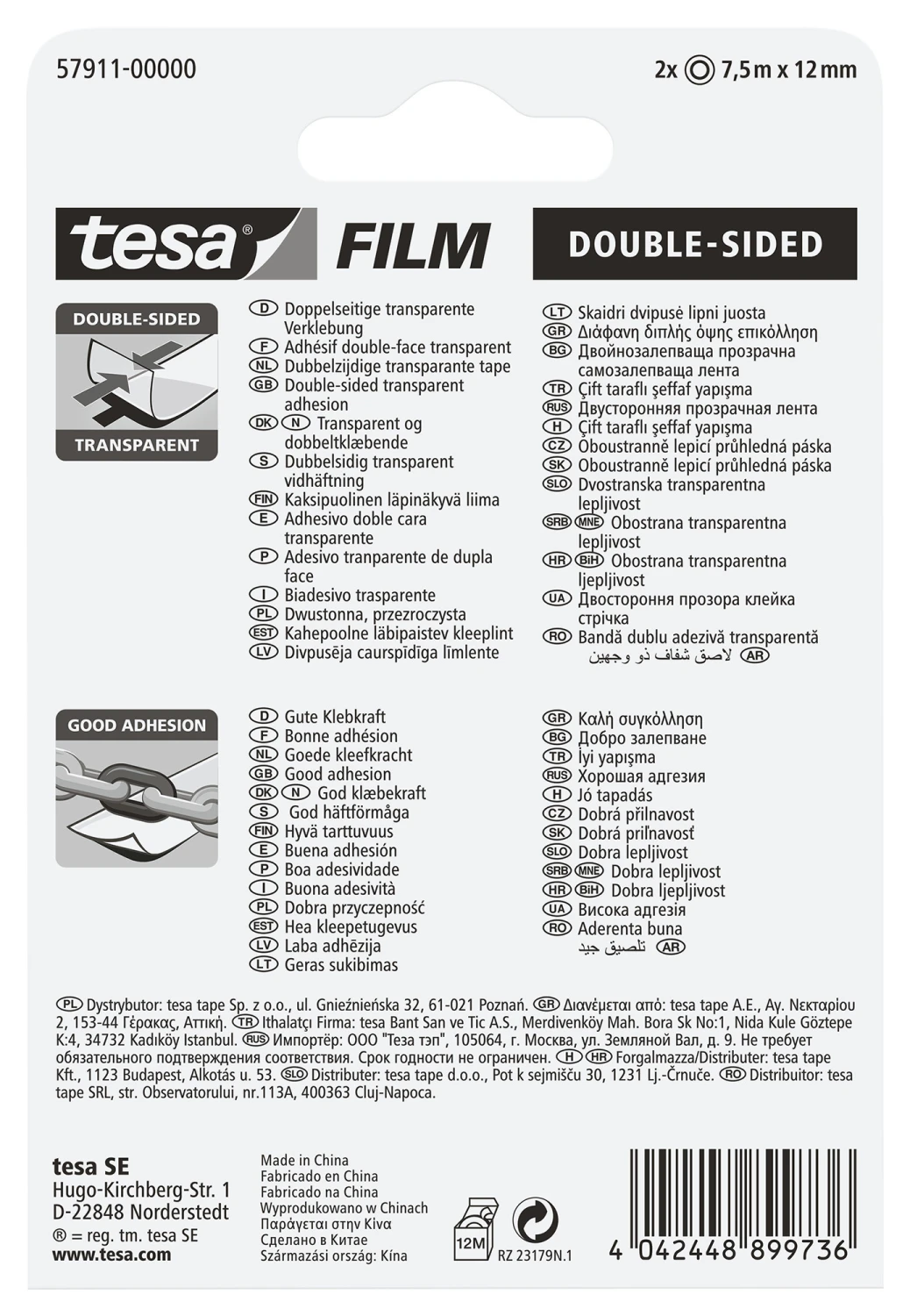 TESA Klebeband Tesafilm 12 mm x 7.5 m - 2 Stk.
