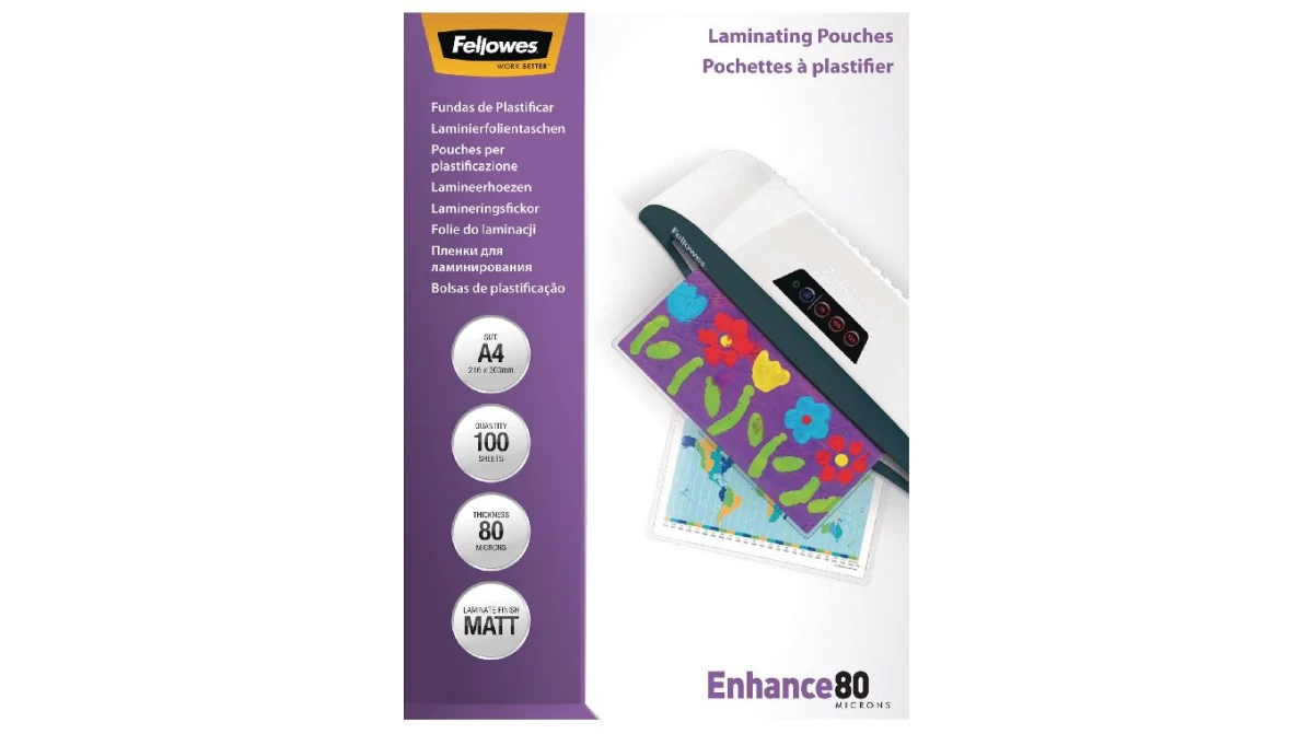 FELLOWES Pochettes à plastifier A4, mat, 80my, 100 pcs.