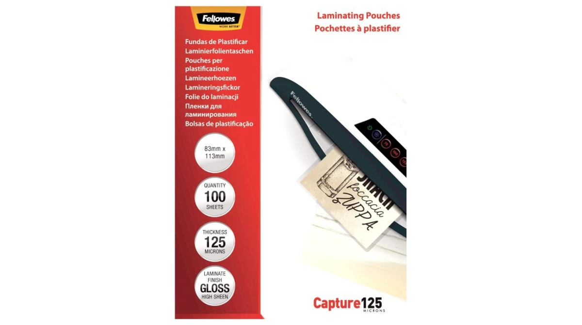 FELLOWES Capture 125 Pochettes de plastification 83x113mm