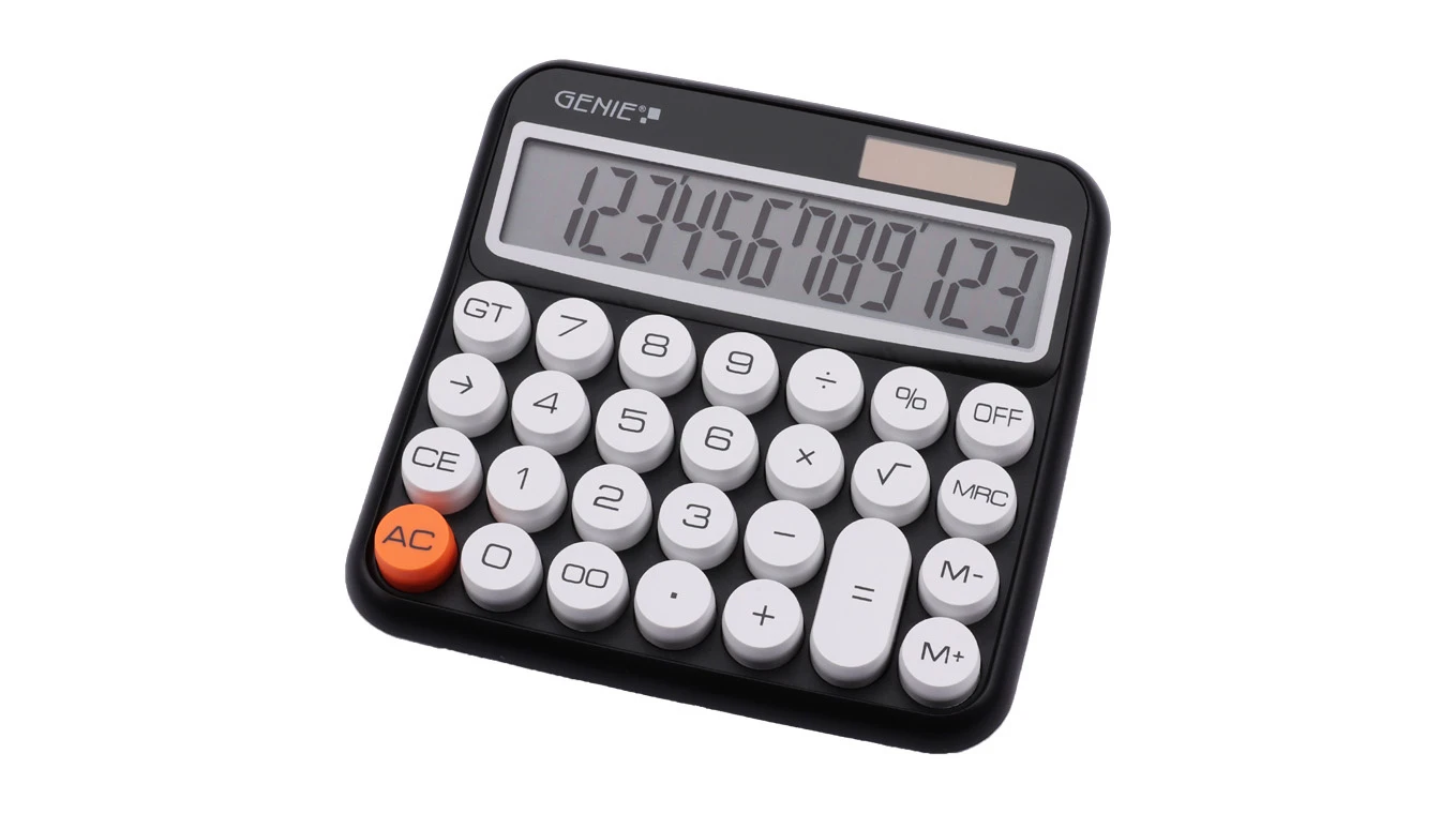 GENIE Calculatrice de bureau 612 BK Dual-Power (solaire et batterie)