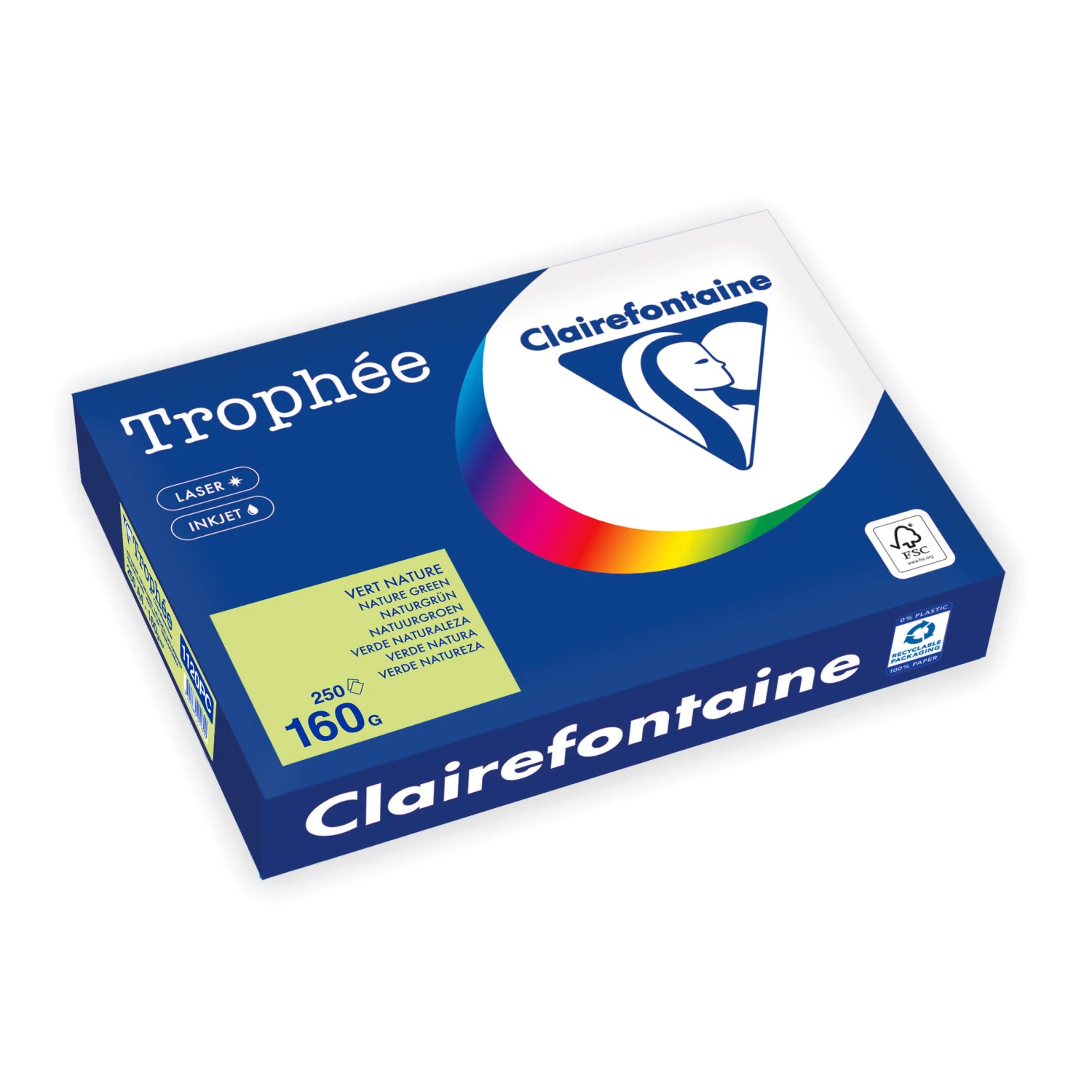 CLAIREFONTAINE Papier à copier Trophée Pastel A4, 160 g/m², 250 feuilles