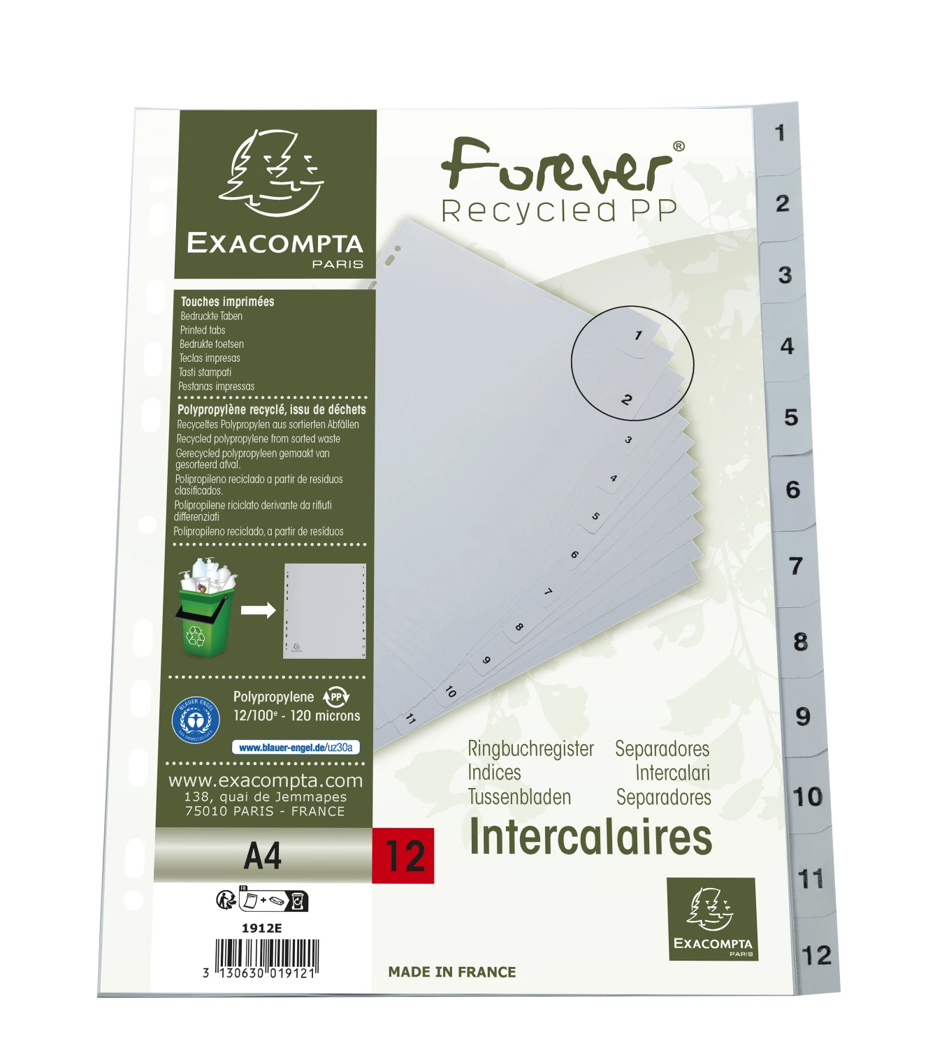 EXACOMPTA Répertoire de chiffres 1 - 12