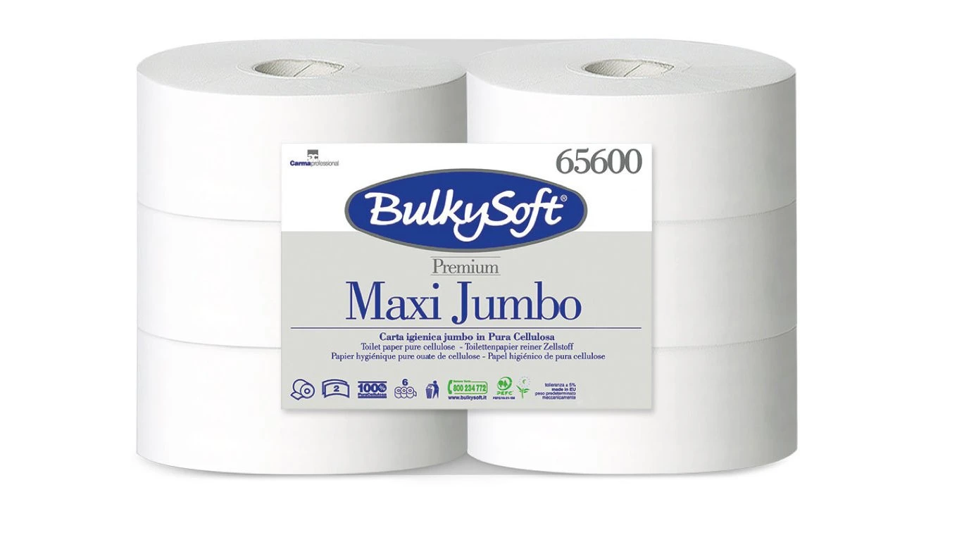 BULKYSOFT WC-Papier Premium Jumbo Maxi 2-lagig, 6 Rollen