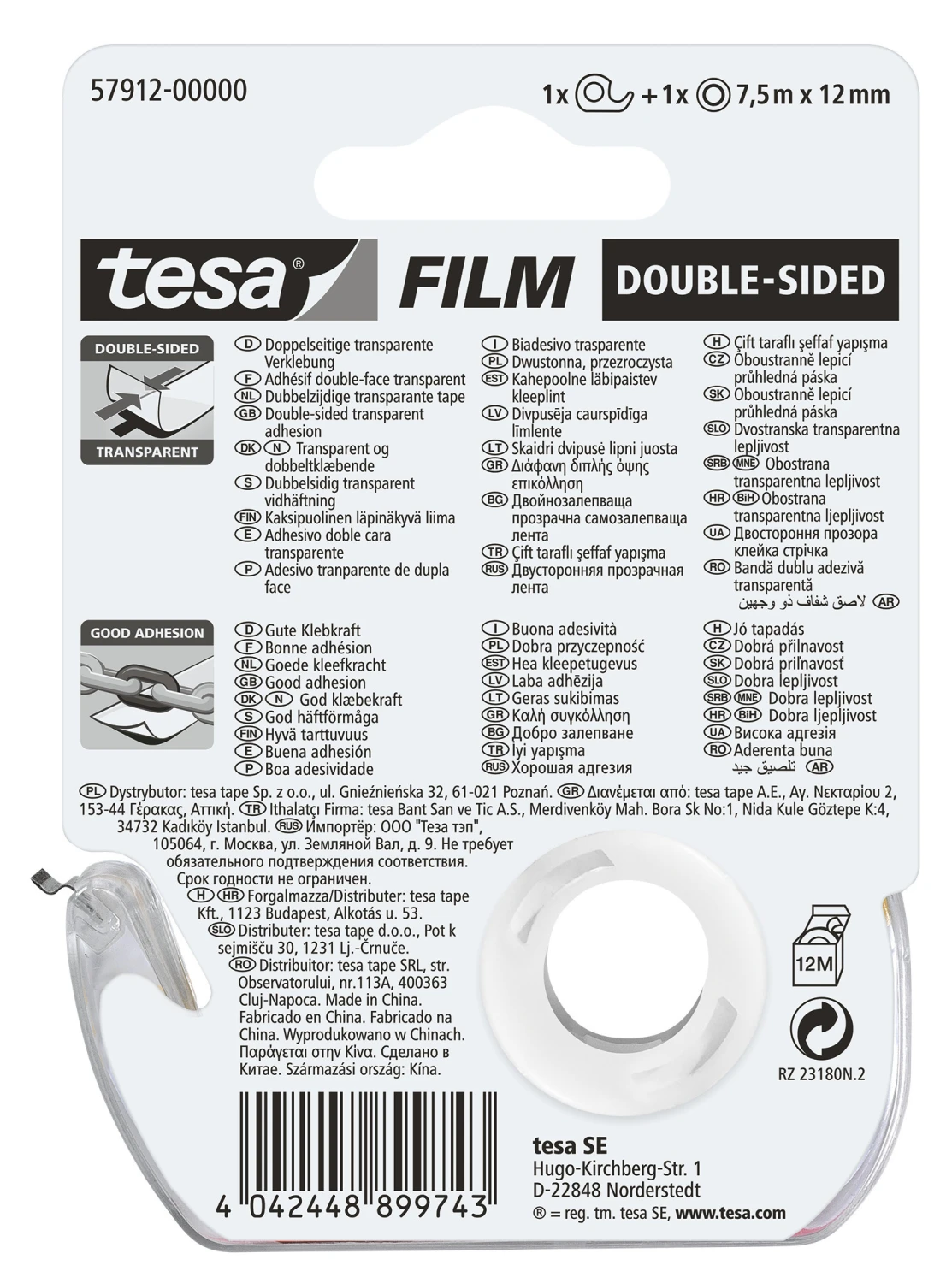 TESA Klebeband Tesafilm 12 mm x 7.5 m