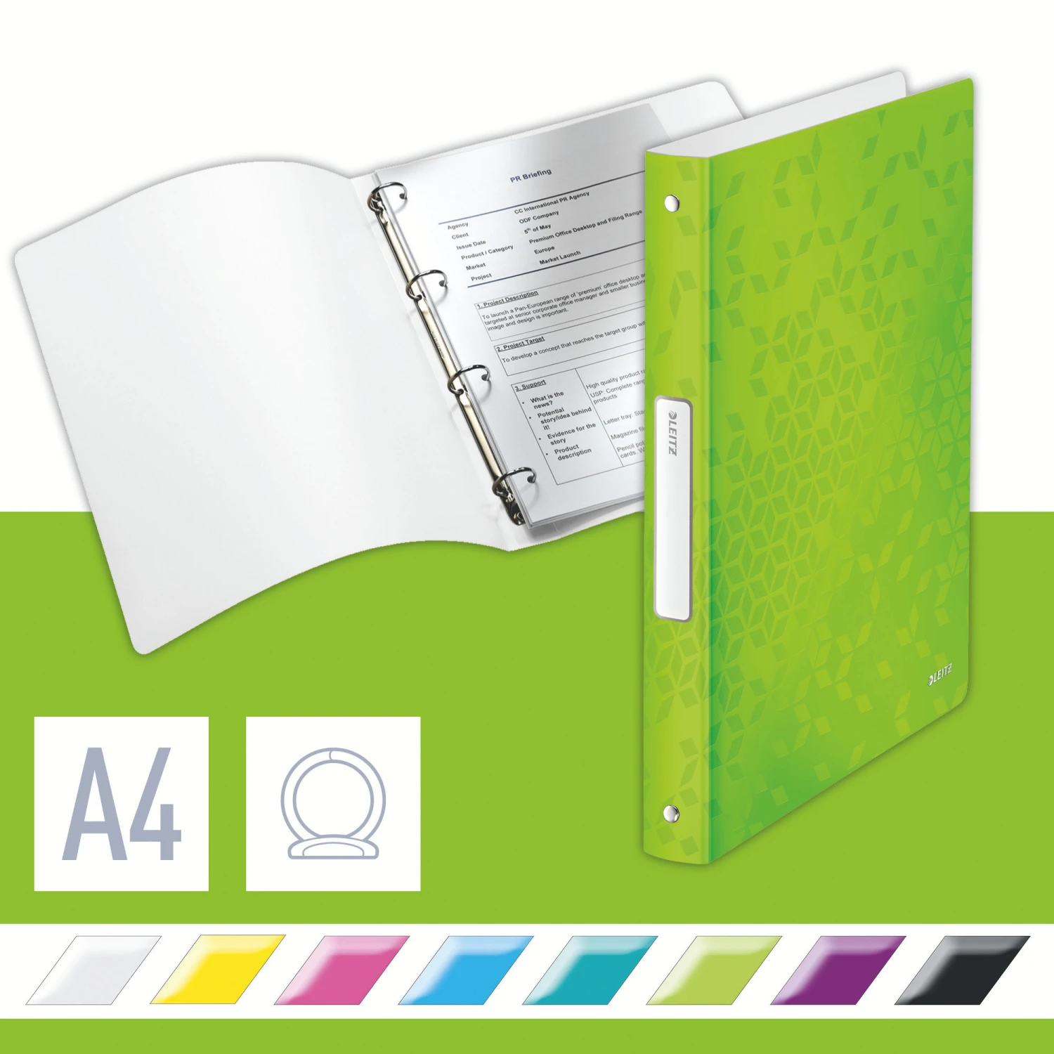 LEITZ Classeur à anneaux WOW PP A4