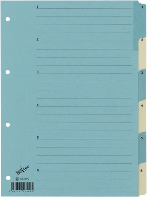 BÜROLINE Zahlenregister 1 - 6