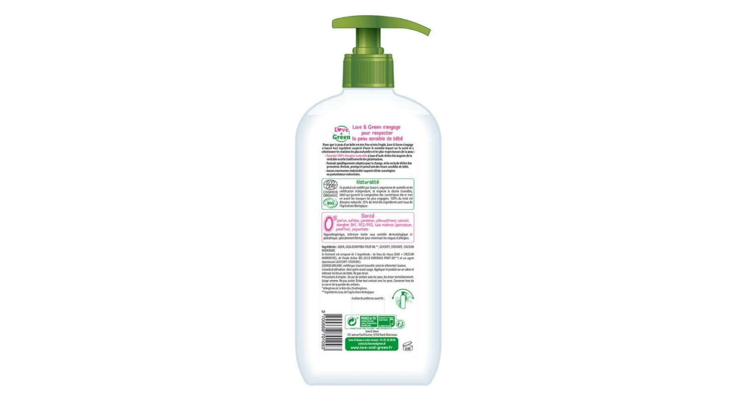 LOVE & GREEN Bioliniment à l'huile d'olive 500 ml