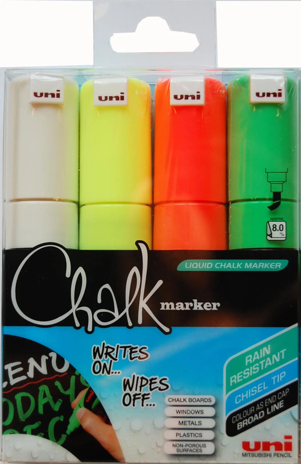 UNI-BALL Chalk Marker 8 mm, PWE8M.4C.1