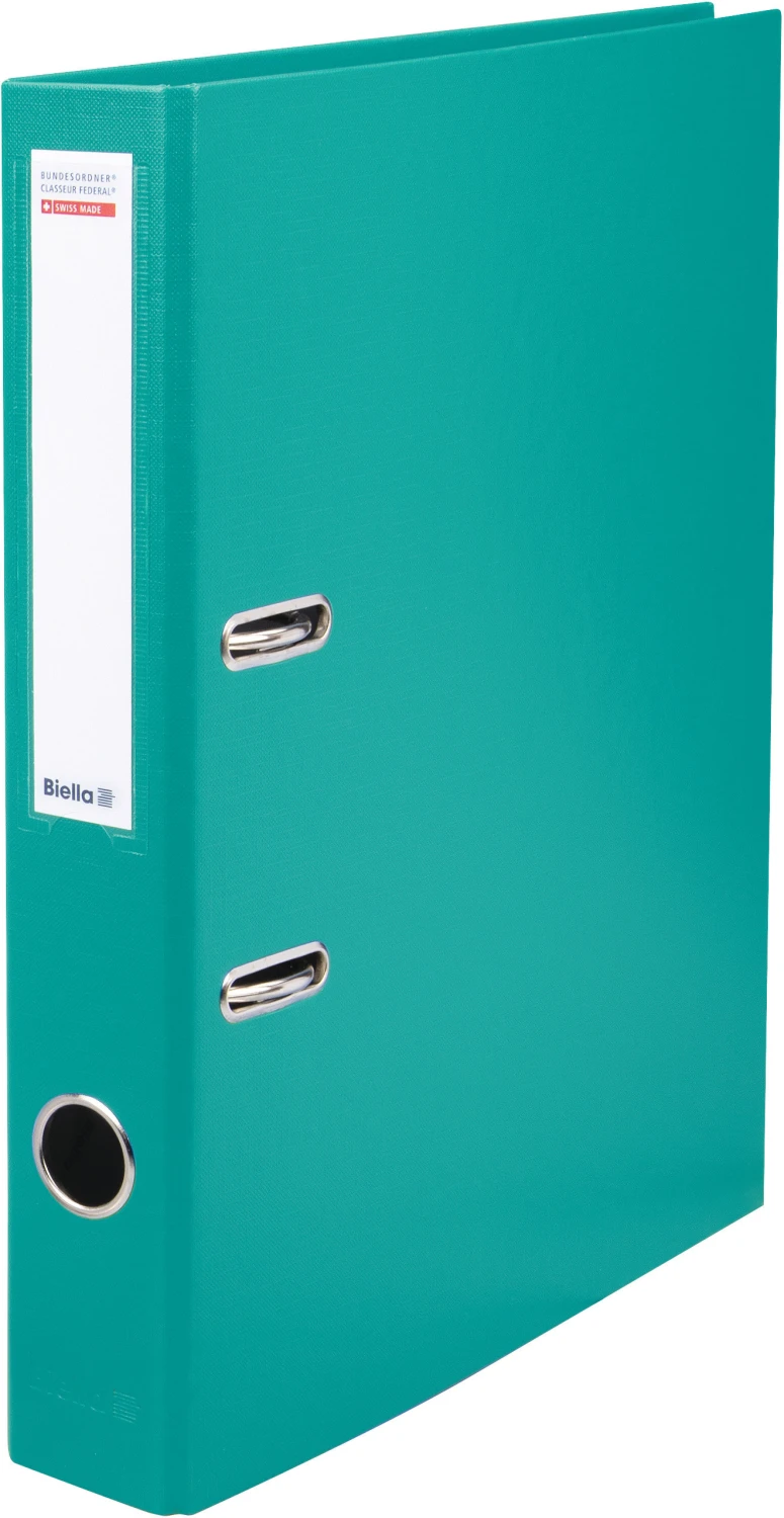 Classeur fédéral Biella, largeur de dos 4 cm, turquoise