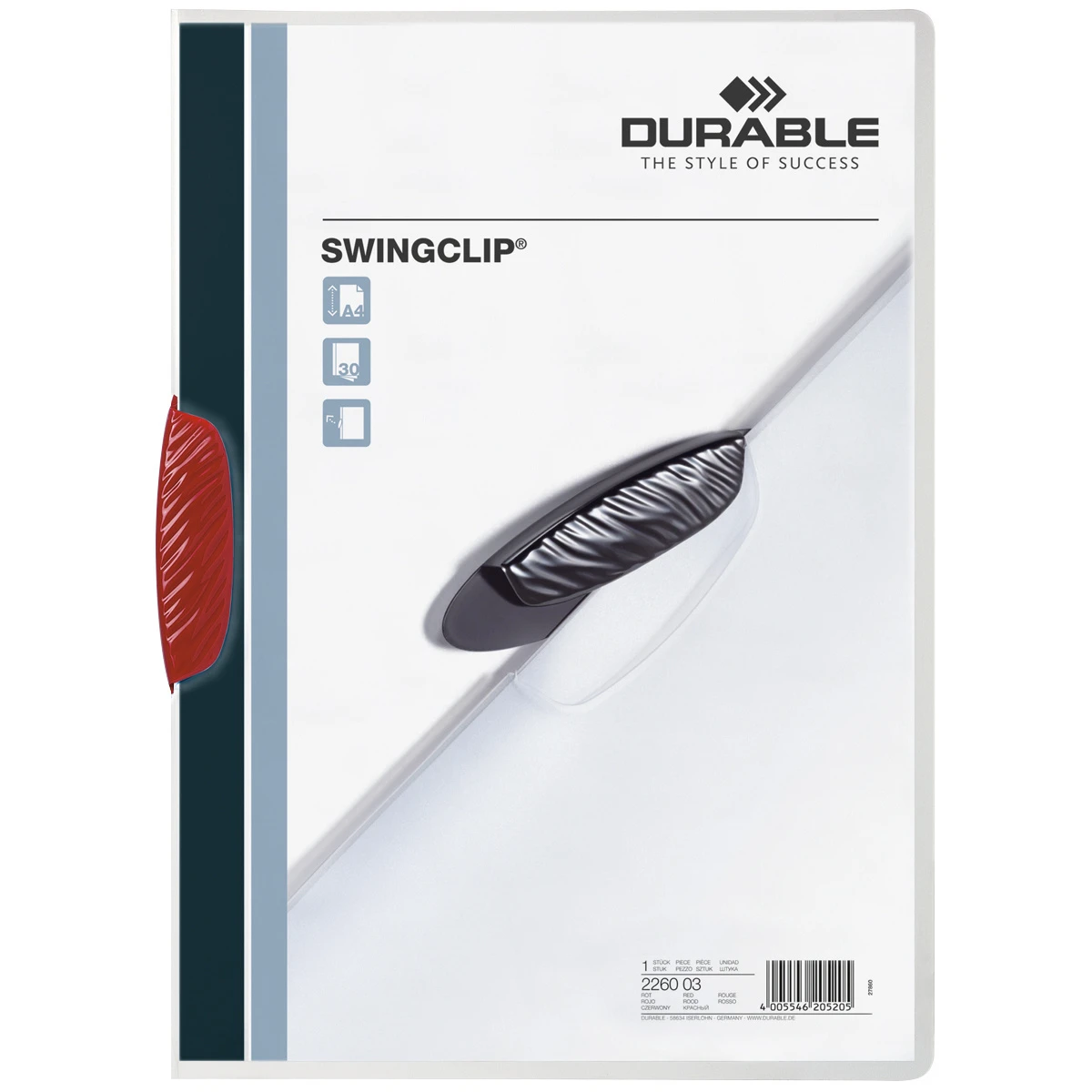 Classeur à clip Durable Swingclip, rouge