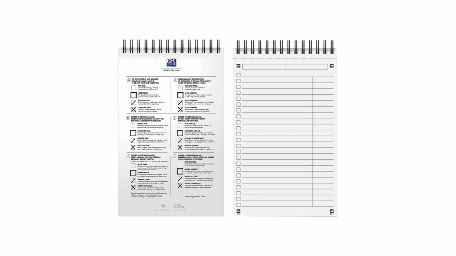 OXFORD Task Manager à double spirale 125x200mm