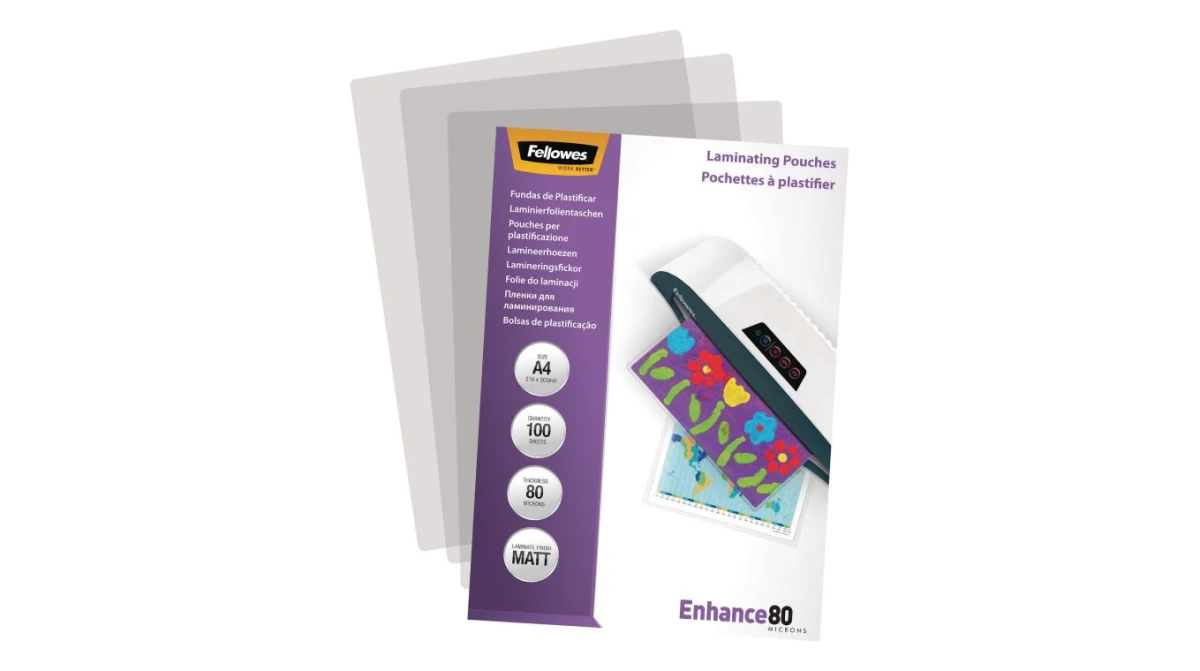 FELLOWES Pochettes à plastifier A4, mat, 80my, 100 pcs.