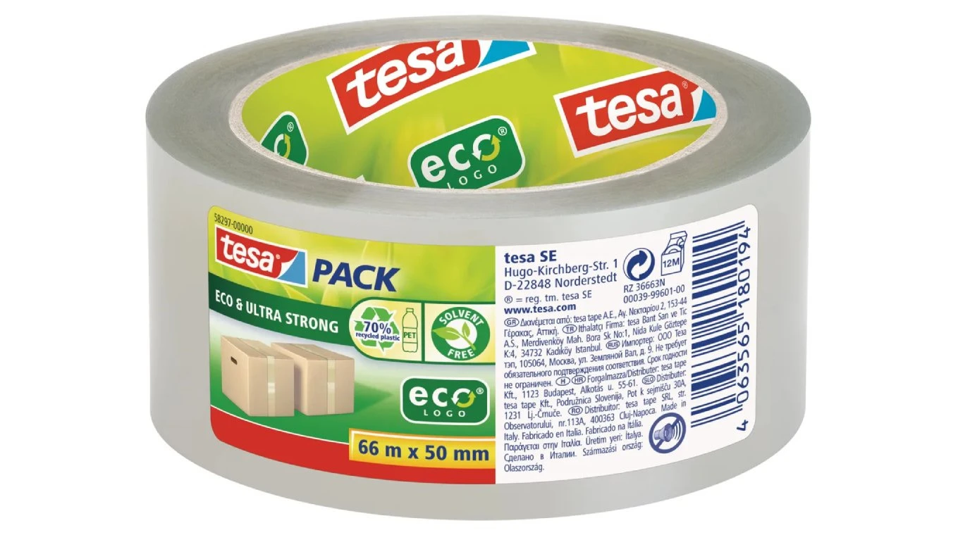 TESA Ruban d'emballage Eco & Ultra Strong 50 mm x 66 m