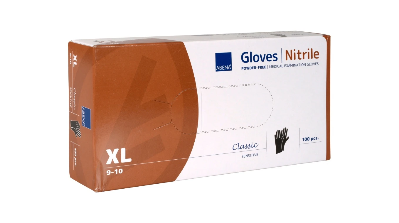 ABENA Gants en nitrile Classic Sensitive taille XL, 100 pièces