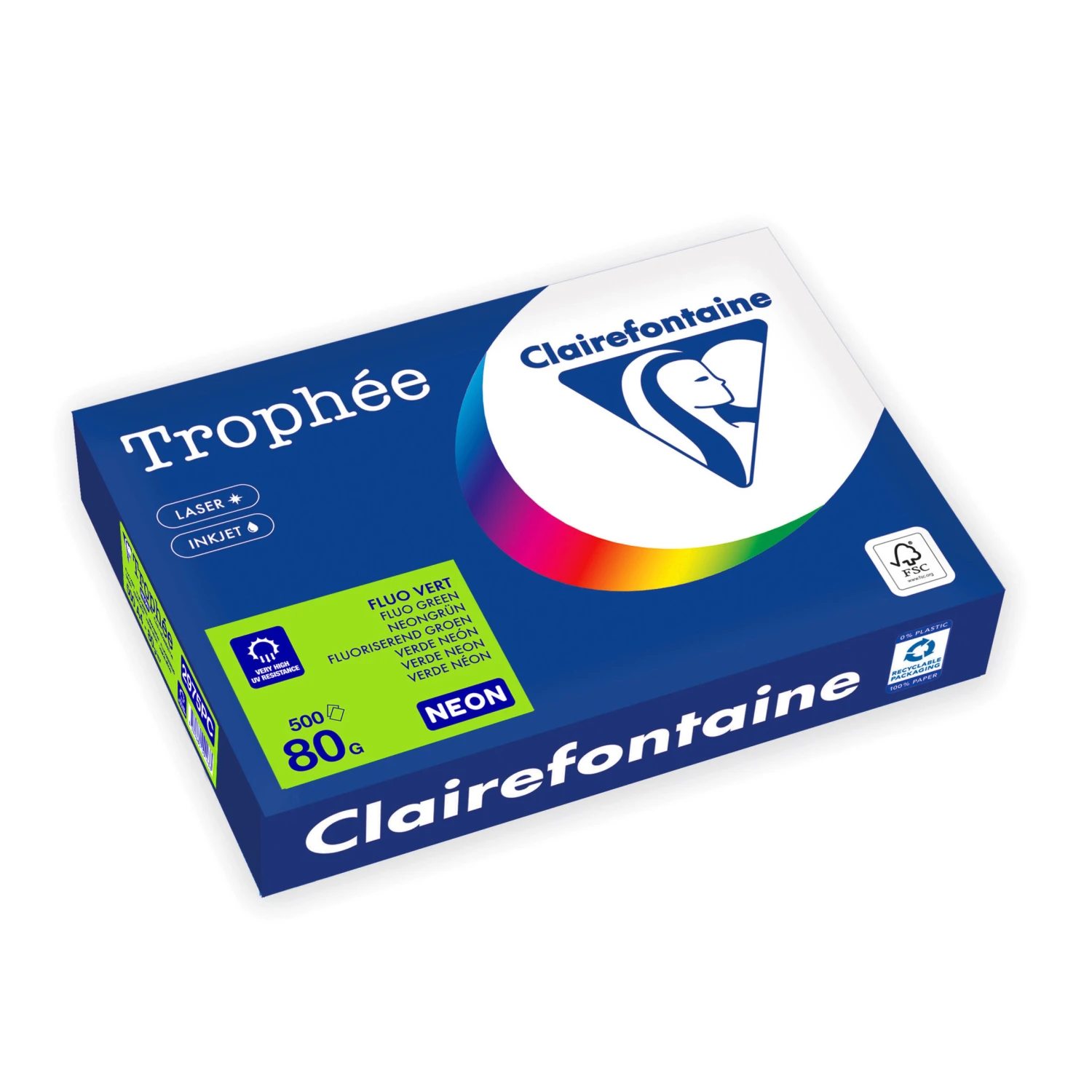 CLAIREFONTAINE Papier à copier Trophée Neon A4, 80 g/m², 500 feuilles