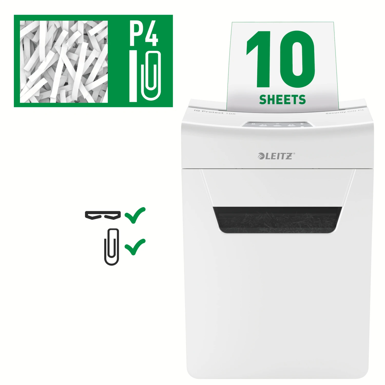 LEITZ Destructeur documents IQ Protect 10X, P-4, 18lt