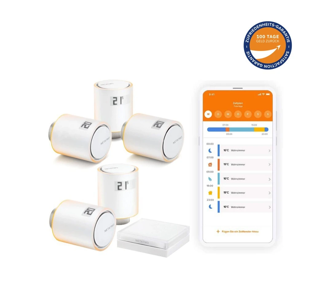 Netatmo 5x Têtes Thermostatiques intelligentes + Hub