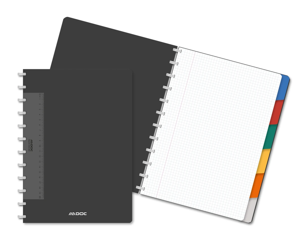 Cahier Pap-Ex A4 6sép.5mm noir