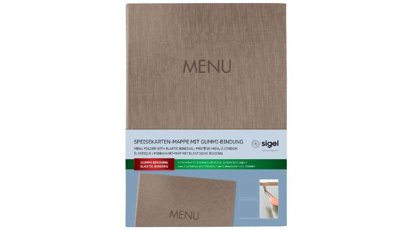 SIGEL Speisekarten-Mappe - mit Gummibindung - für 8 Seiten
