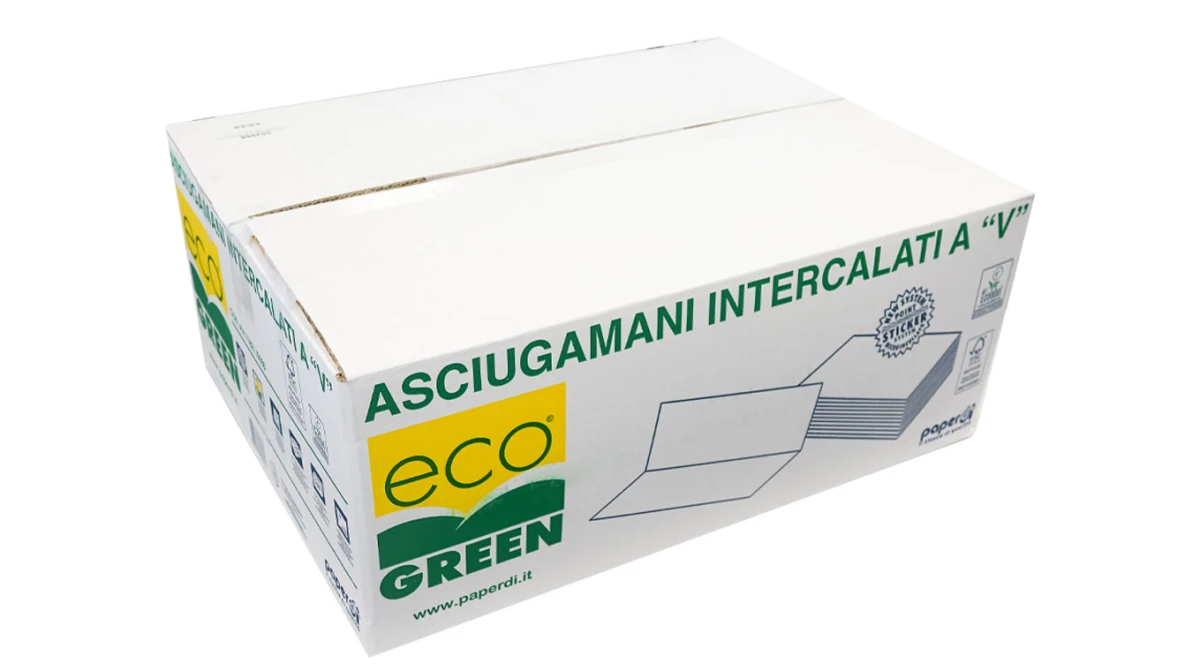 ECOGREEN Essuie-mains en papier pliage V, 2 couches, blanc