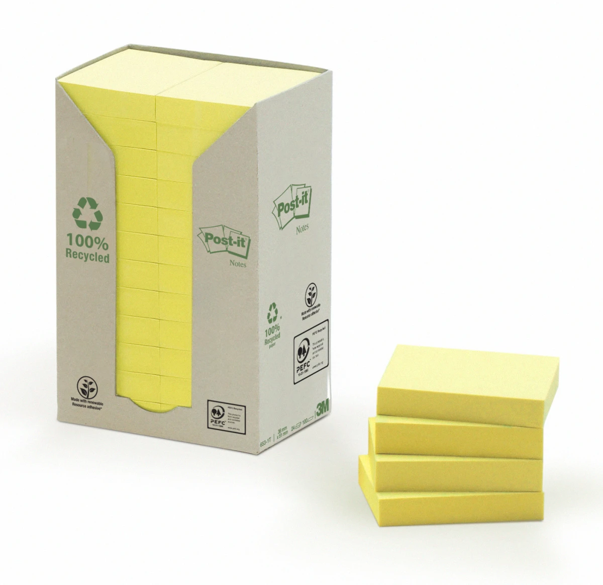 POST-IT Notes adhésives Recycling 24 x 100 feuilles