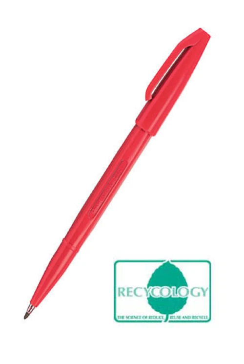 Pentel SignPen Stylo fibre 0,8 mn à 2,0 mm, encre rouge